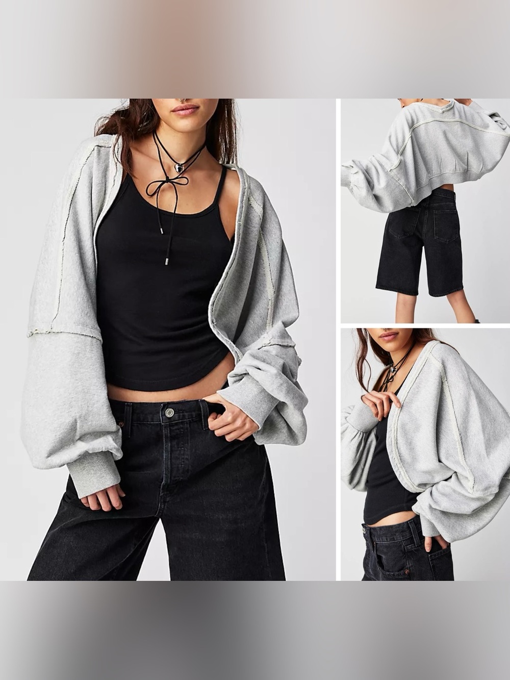 NWT Free People Shrug It Off Sweatshirt - Heather grey - Small